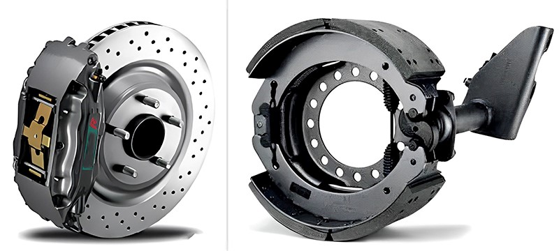 左：盤式制動(dòng)器 右：鼓式制動(dòng)器